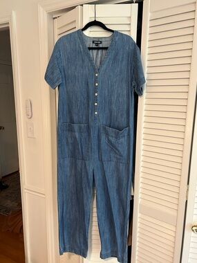 Ilana Kohn Light Blue Denim Short-Sleeve Jumpsuit